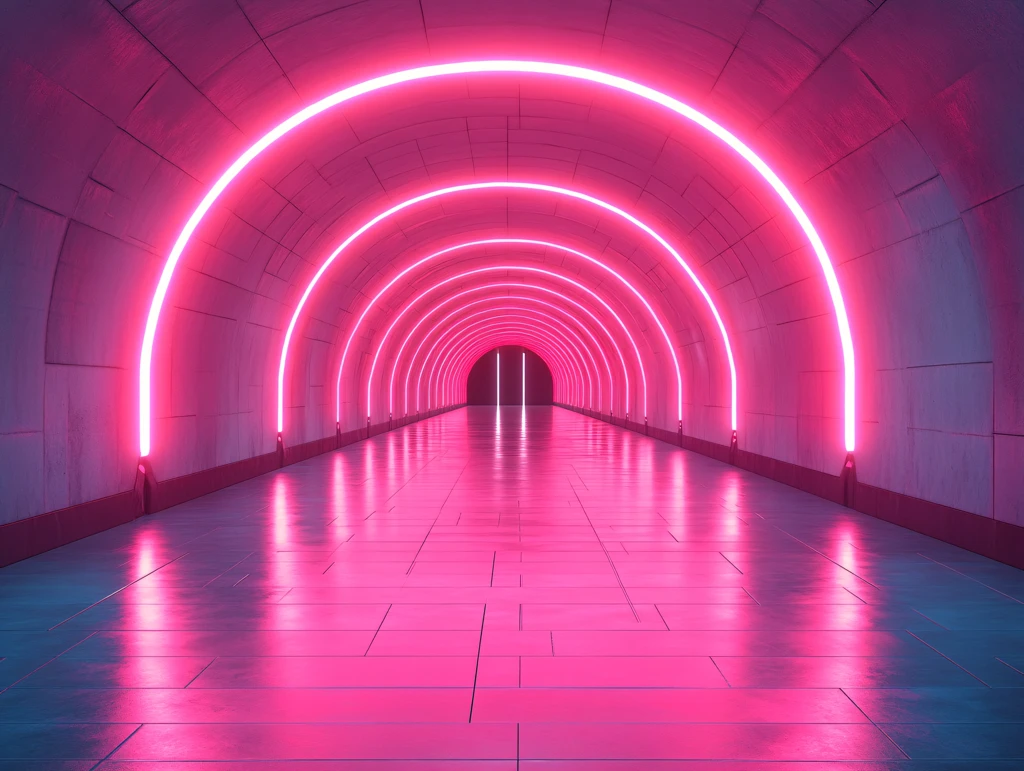 流光溢彩的霓虹灯走廊