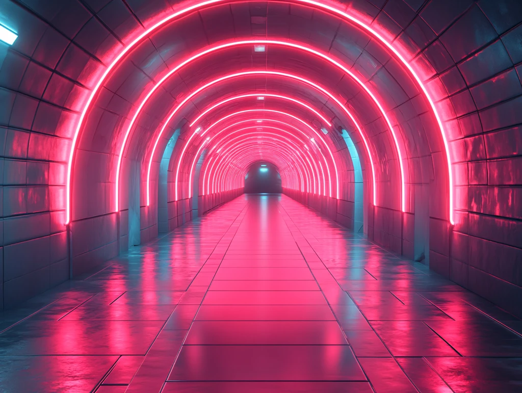 流光溢彩的霓虹灯走廊