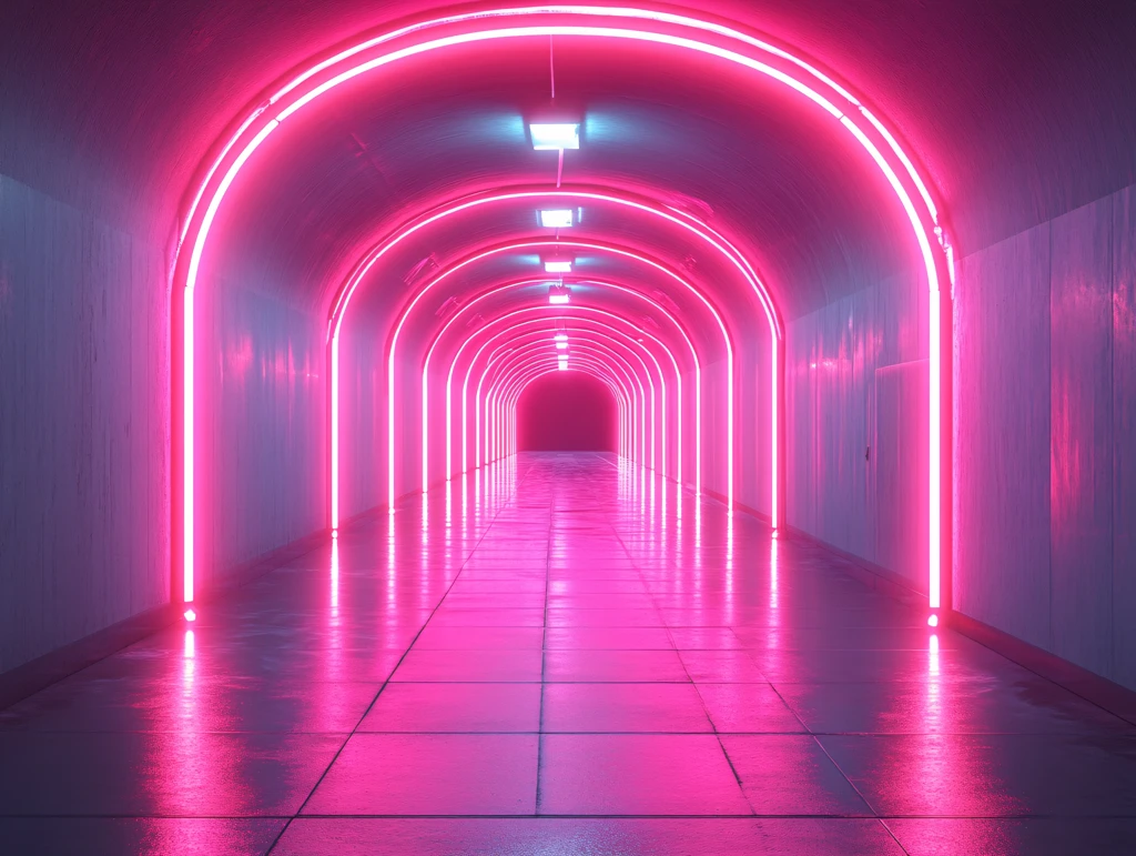 流光溢彩的霓虹灯走廊