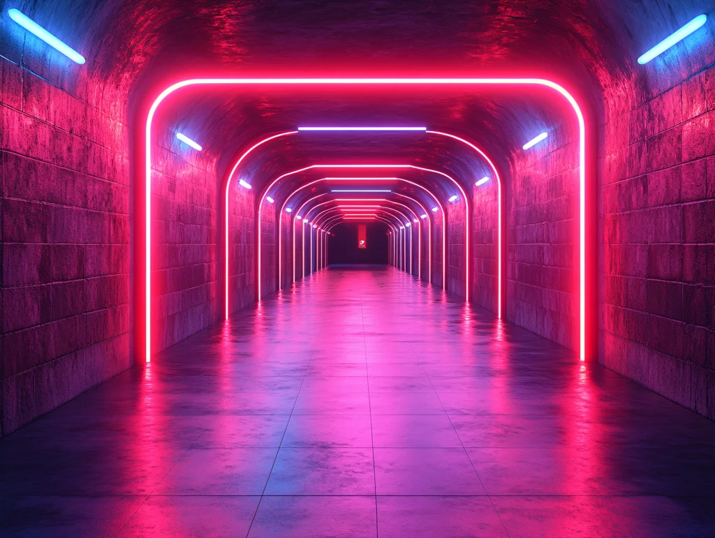 流光溢彩的霓虹灯走廊