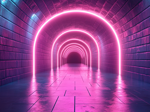 流光溢彩的霓虹灯走廊