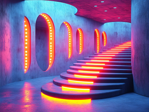 霓虹灯台阶