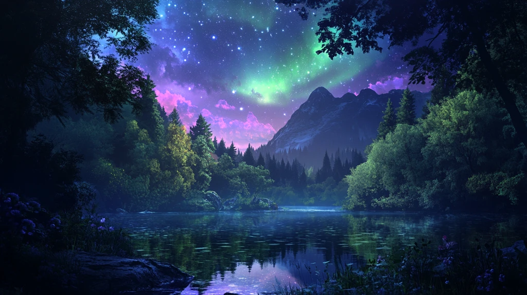 湖畔湖泊梦幻森林