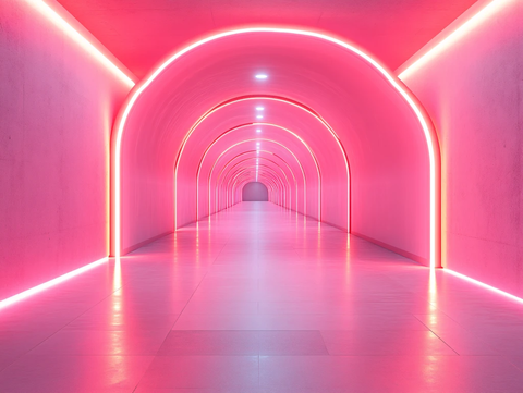 流光溢彩的霓虹灯走廊