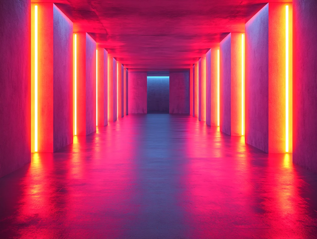 流光溢彩的霓虹灯走廊