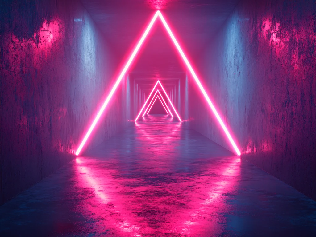 流光溢彩的霓虹灯走廊