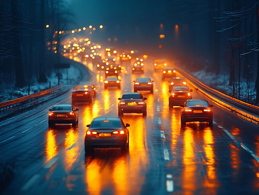 雪天车流