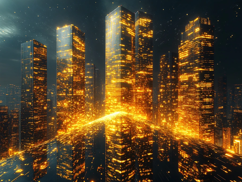 金色城市科技线条