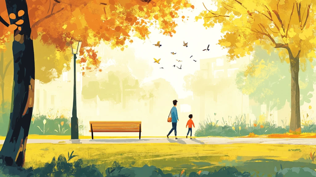 秋天美景一家人出行