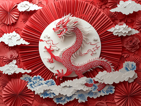 龙年新春剪纸窗花