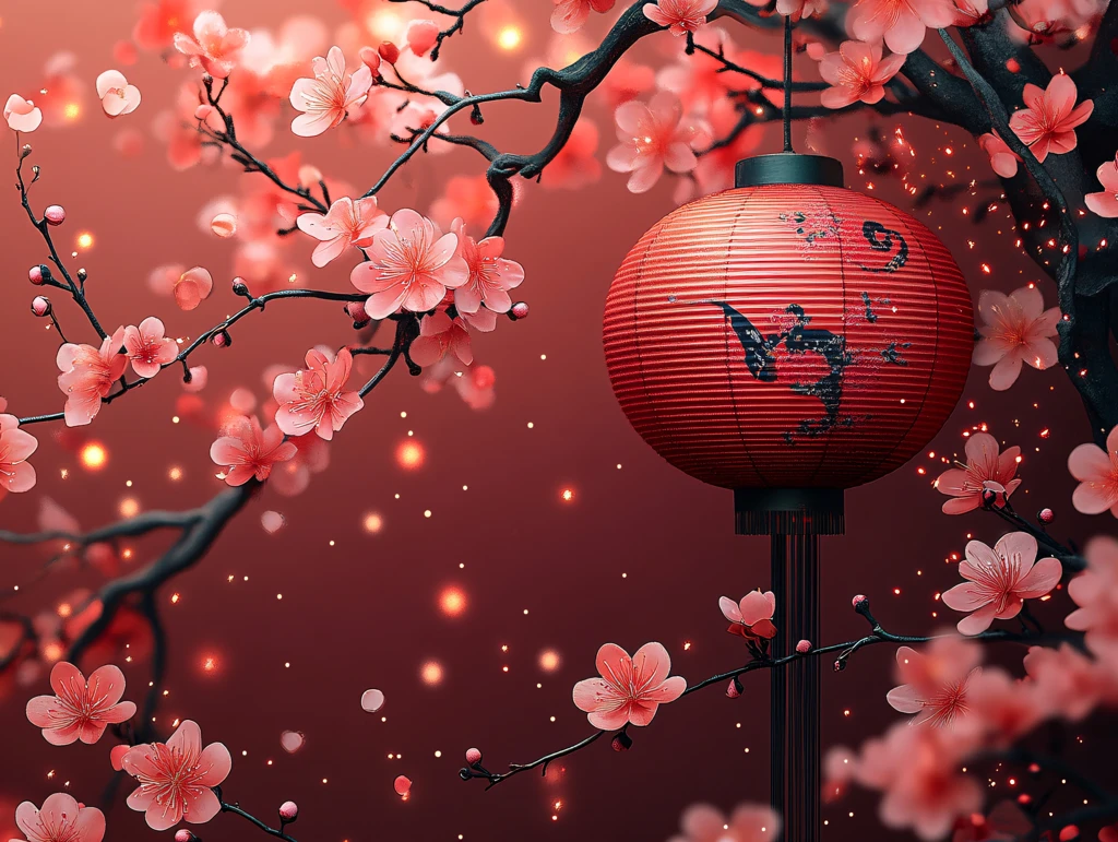 灯笼梅花背景图