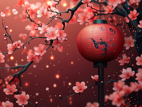 灯笼梅花背景图