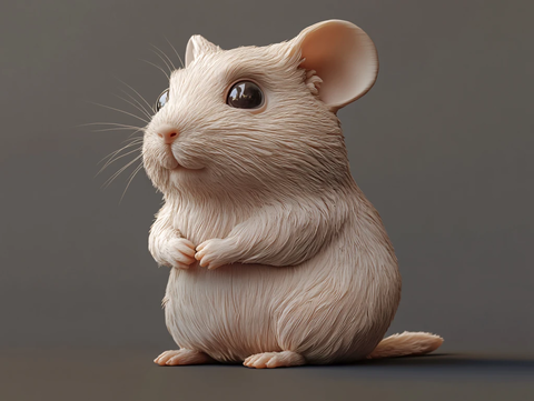 小仓鼠吸吮耳朵特写