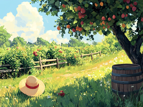 果园插画田园风光