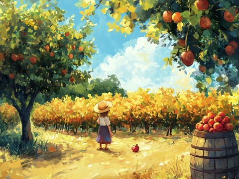 果园插画田园风光