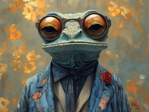 穿风衣的青蛙形象