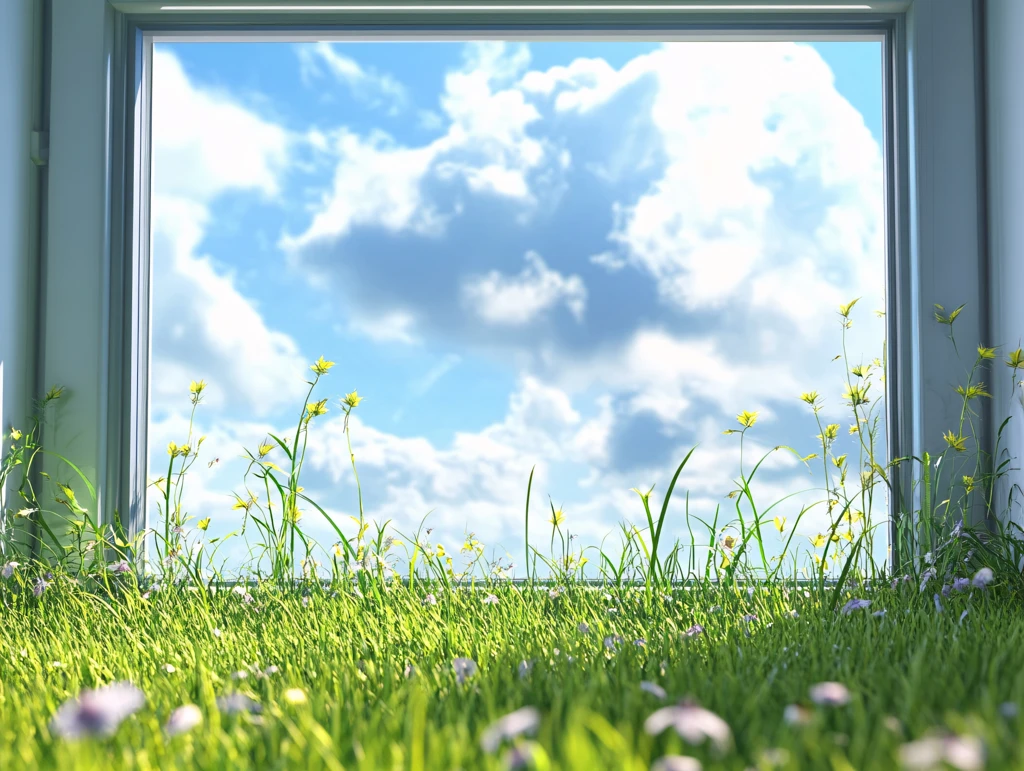 窗草坪风光