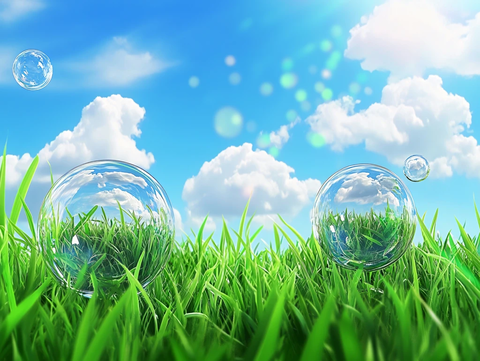 泡泡背景绿草地