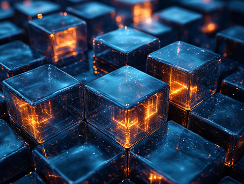 发光橙色立方体