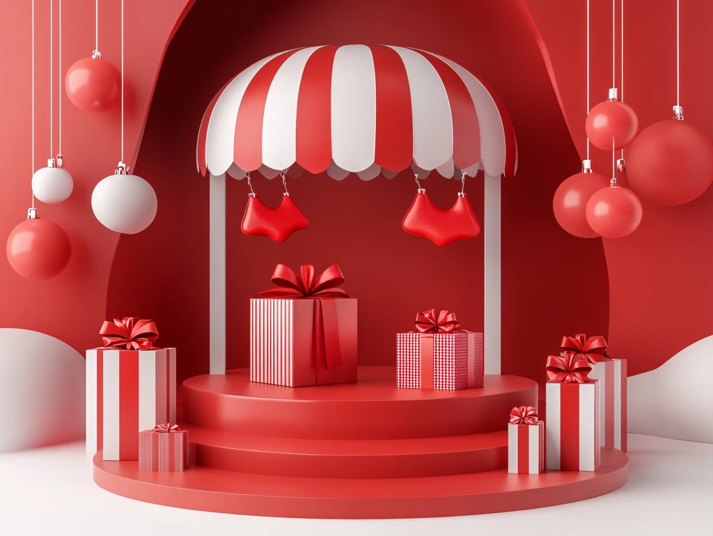 红色立体场景舞台展台