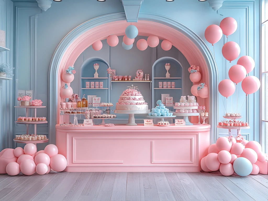 粉蓝色甜品区