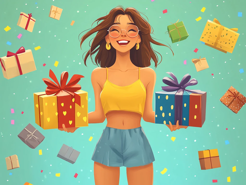 女孩包装盒插画