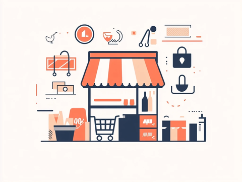 扁平风购物场景