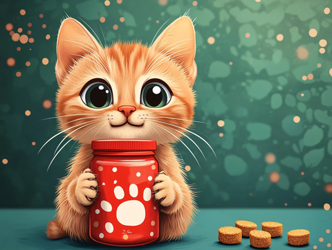 宠物猫罐头包装插画