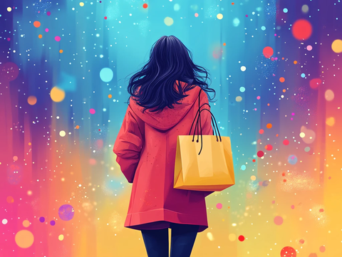 购物女孩插画