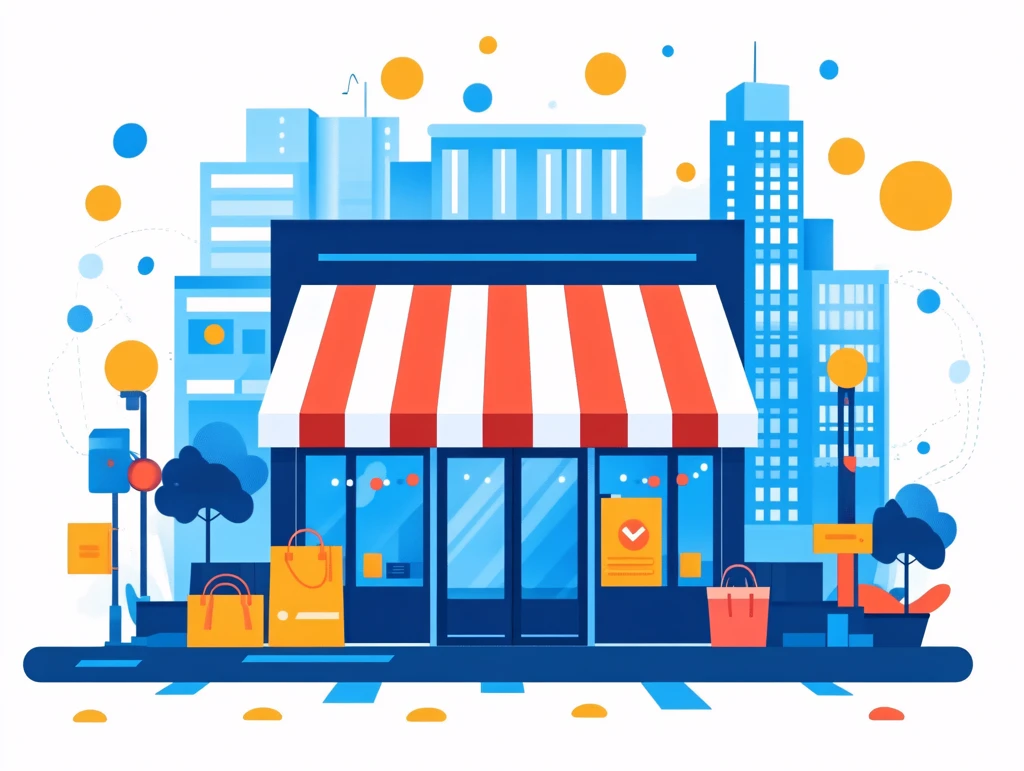 扁平风购物场景