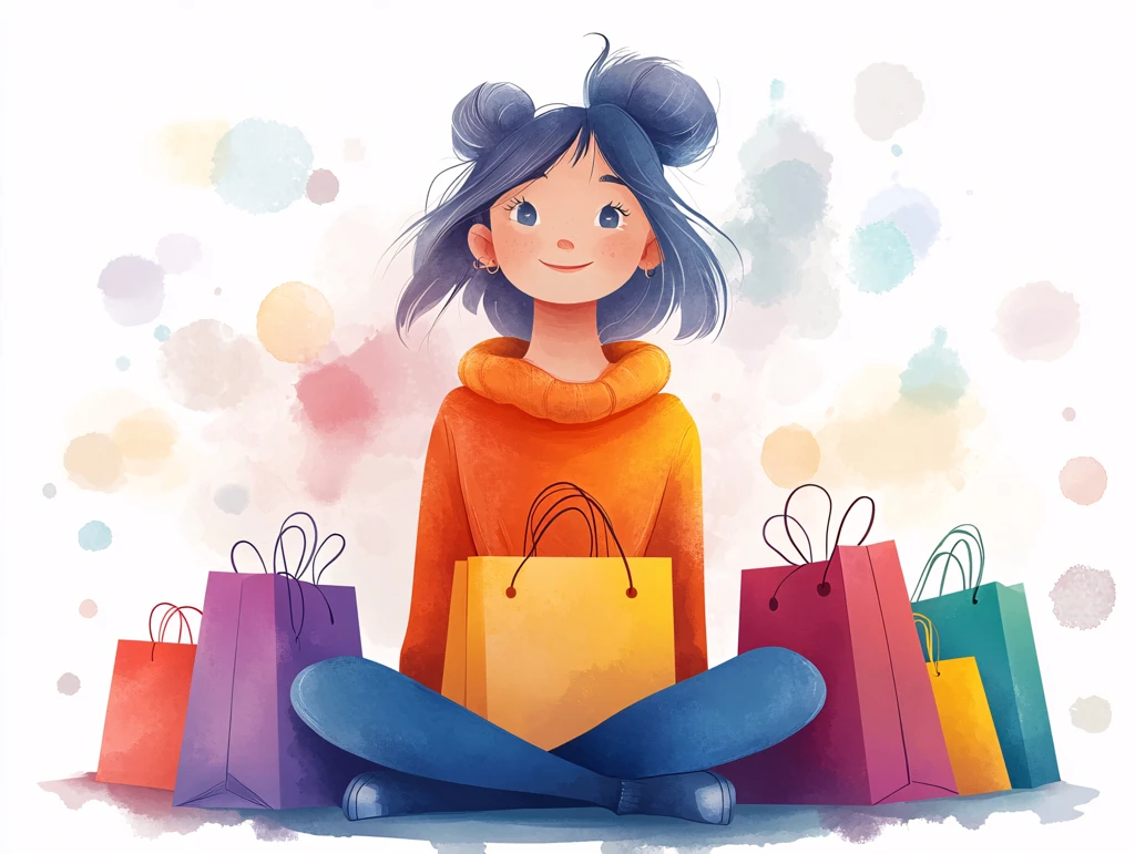 购物女孩插画