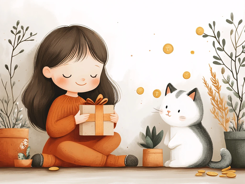 抱着猫的小女生