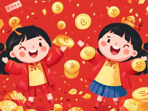 恭喜发财暴富插画