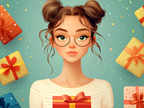 女孩包装盒插画