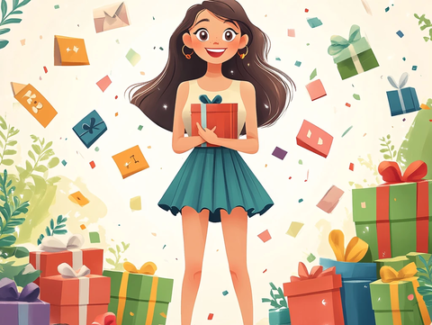 女孩包装盒插画