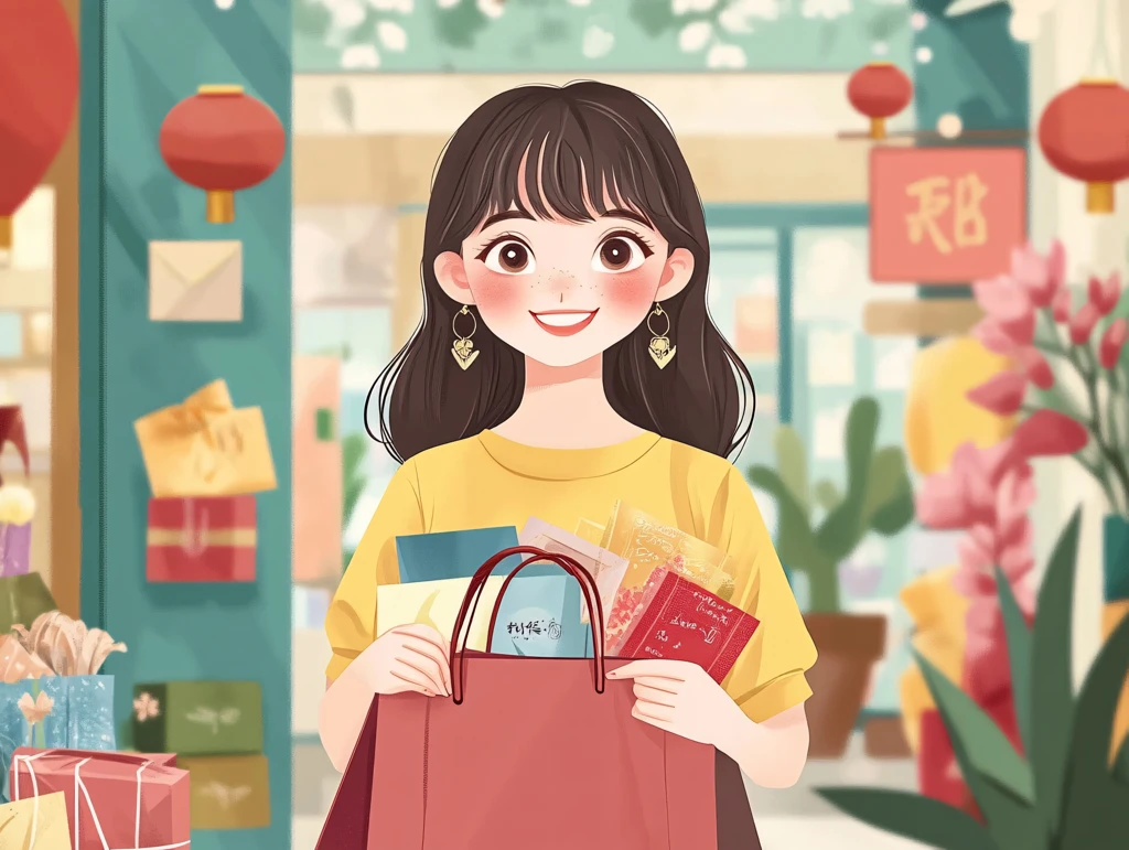 春节购物女孩