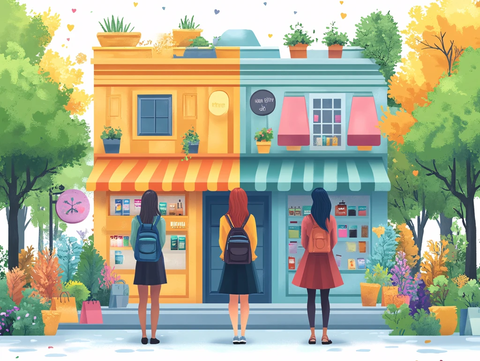 扁平风购物场景