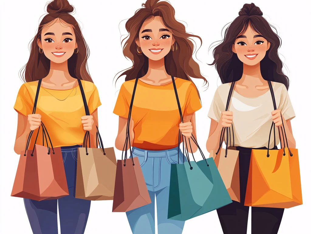 手提袋人物插画