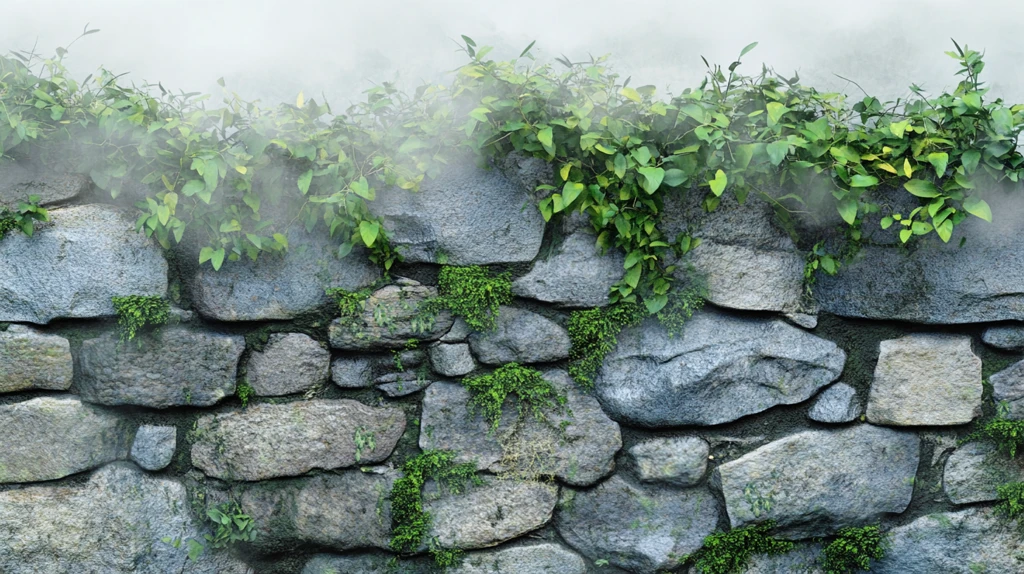 石头墙上的绿植