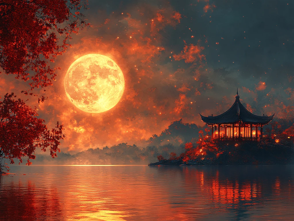 意境中秋意境山水