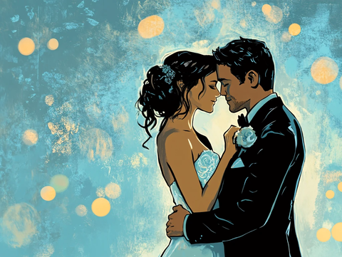 情侣结婚手绘