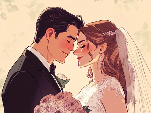结婚照插画