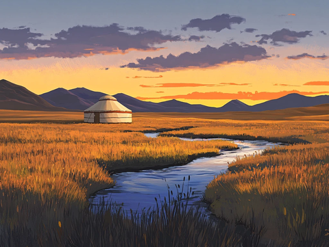 内蒙草原插画