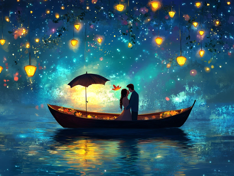 唯美浪漫情侣插画