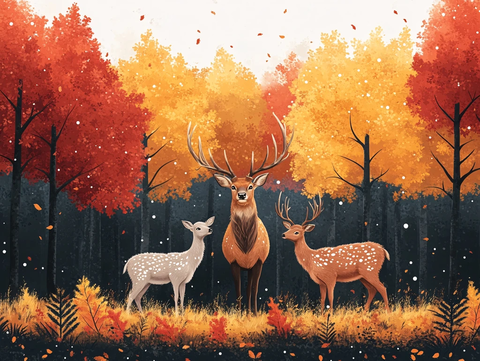 创意唯美麋鹿风景画