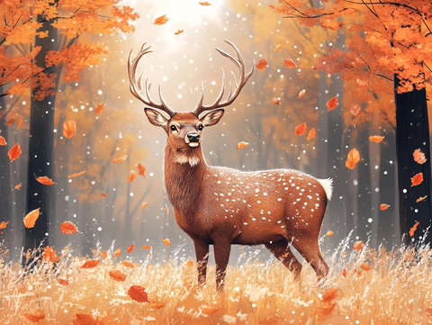 麋鹿飞鸟装饰画