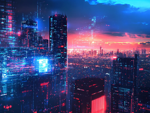 现代科技城市缤纷炫彩