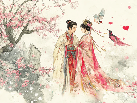 古装情侣插画