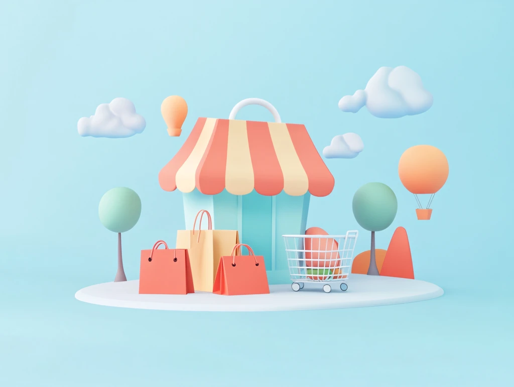 扁平风购物场景