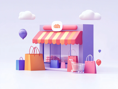 扁平风购物场景